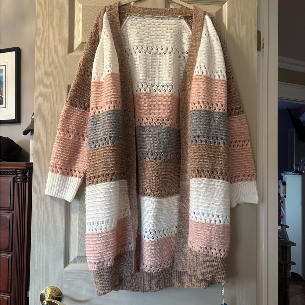 Cupshe Striped Open-Front Cardigan (New With Tags)